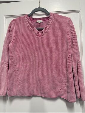 Tyler boe washed out pink  V-Neck Ribbed Cotton Sweater
